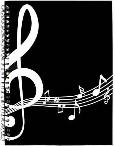 HXYCNNA 5 Pcs Music Notebook, Manuscript Staff Blank Sheet Music Notebook, Spiral Hardback Composition Books Gifts (100 Sheets/200 Pages, 26x19cm)