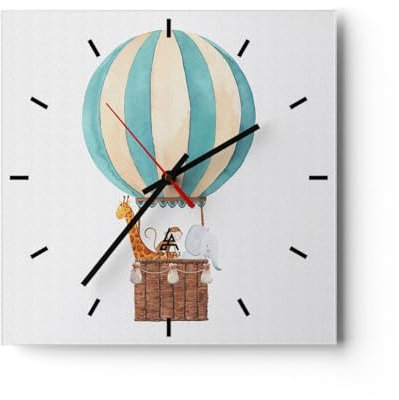 ARTTOR Orologio da Muro in Vetro 40x40 cm Quadrato Bambini Vintage - 5316