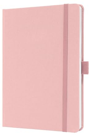 Sigel Notizbuch Jolie A5 liniert Tagebuch Rosa Hardcover 100 g Papier | JN405, Textileinband, Gummiband, Stifteschlaufe, Einstecktasche, vegan
