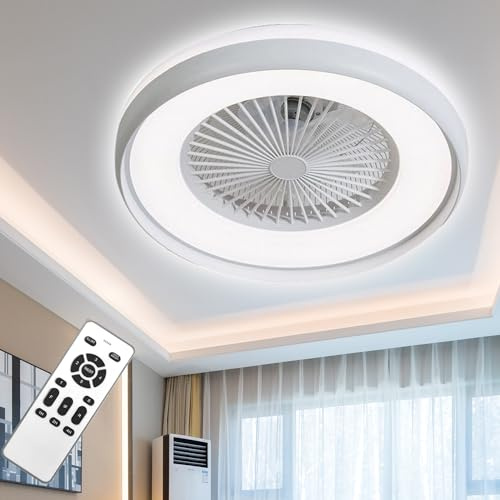 Dopa Dopastore Plafoniera con Ventilatore Integrato da Soffitto LED 62W con 6 Velocità della Ventola 3 Tonalità di Luce Dimmerabili con Telecomando IP20 Per Interno Camere Soggiorno Relax