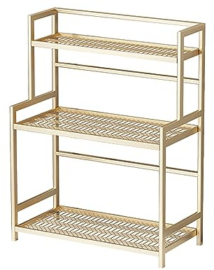 CAFIEDR Shelf Metal Desktop Bookshelf, Modern 3 Tiers Open Bookcase For Office, 20.9 Inch Height Simple Student Storage Rack (Gold)