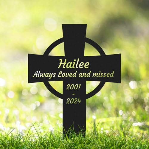 Custom Metal Pet Memorial Cross Stake Burial Marker for Outdoors, Personalized Pet Memorial Plaque Cemetery Grave Marker Yard Remembrance Stake