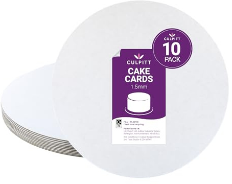 Culpitt 10 (25.5cm) White Cake Cards, Greaseproof - 10 Pack | PE Coated Cake Board, 1.5mm Thick, Lightweight For Sponge Cakes, Desserts, Patisserie, Single Use