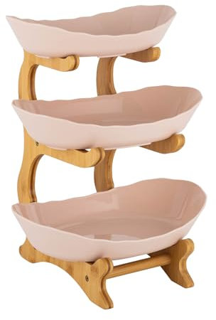 Biknltio Frutero de Plástico con Soporte Bandeja para Frutas, Pasteles 3 Niveles