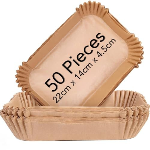 Air Fryer Liners Disposable | Airfryer Parchment Paper Liners | Air Fryer Accessories Rectangle 50 Pcs (22 * 14 * 4.5cm)