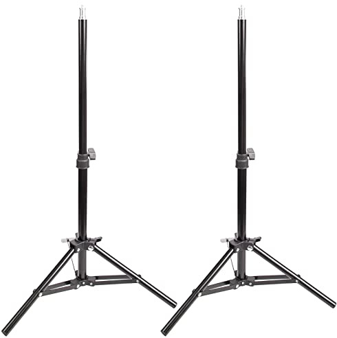 BOLLUMA 2x 70cm Mini Light Stand, Aluminium Travel Tripod Stand, Adjustable Lightweight Studio Outdoor Photography with 1/4 Screw, 2kg Load, for Ring Light, Flash, Softbox, Podcast, 2 Packs