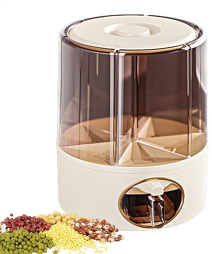 Contenedor De Almacenamiento De Granos Alimentarios, 12 L, Dispensador De Arroz Con 6 Rejillas, Caja De Almacenamiento, Sellado, Giratorio, Kumer De Arroz, Dispensador De Arroz Giratorio Almac