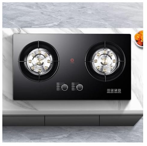 Cuisinière À Gaz 2 Brûleurs, 5,2 KW Cuisinière À Gaz Intégrée Plug And Play Dispositif De Protection Contre Les Flammes Accidentelles, For La Cuisine À Domicile, Le Camping, Le Jardin, La Salle À Mang