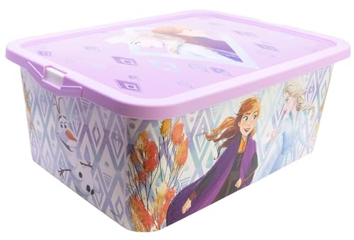 STOR Aufbewahrungsbox für Kinder Die Eiskönigin mit Klickverschluss 13 Liter - Spielzeugorganizer aus Kunststoff für Kinderzimmer