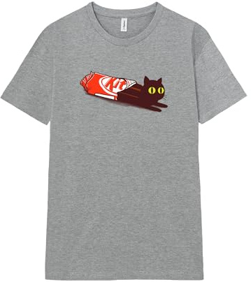 Pampling Camiseta de Manga Corta, 85% Algodón, Ropa Unisex para Hombre y Mujer, Serigrafiada con Cuello Redondo y Corte Recto, Color Gris (Kit Cat)