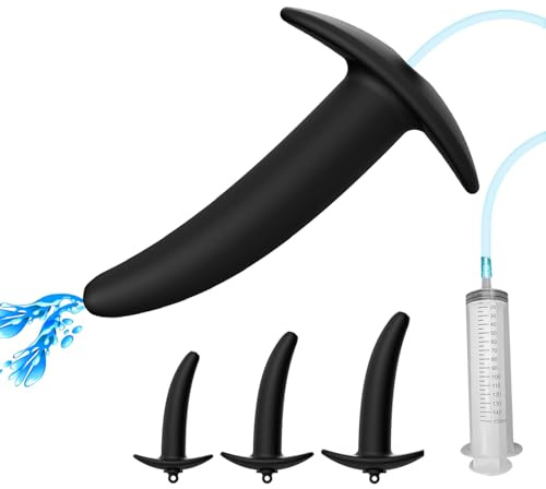 HXLXW 3er Hohles Analplug-Set, Analtunnel-Plug mit Spritze Anal Spekulum Anal Spreizer mit Stecker, Analdusche Frau Herr für Analverkehr, Einlauf zur Darmreinigung, SM Sex Spielzeug (M+L)