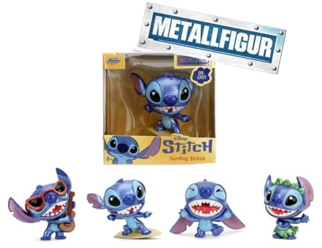 Jada Toys Disney Stitch Figur (1 Stück) - 1 von 4 Sammelfiguren aus Metall für Fans und Kinder ab 8 Jahre, Welle 2, Auswahl per Zufallslos, je ca. 6,5 cm
