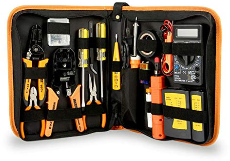 Generisch RJ45 - Herramientas de red profesional con crimpadora RJ45, kit de soldadura, multímetro digital, herramienta de soldadura de temperatura ajustable