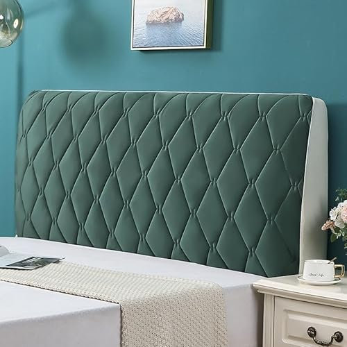 Premium Green Headboard Cover Elastic Cotton Bed Protector for King/Single Beds Thickened Dustproof & Scratch-Resistant Pad Stylish Upholstered Furniture Shield (210cm)