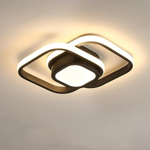 ELINKUME 36W LED Deckenleuchte,3 Farbig Verstellbare Deckenleuchte Schlafzimmer,Kreativ Quadratische Doppelring Deckenlampe Wohnzimmer,Flur Lampe Decke,Moderne Dekorative Deckenbeleuchtung