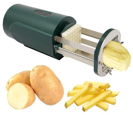 Elektrisch Pommesschneider Edelstahl mit 8mm 12mm Klinge Kartoffelschneider Pommes Schneider Professionell für Kartoffeln, Karotten, Gurken