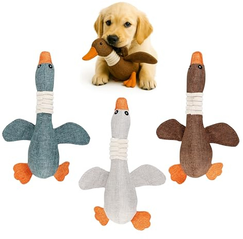 FUNFY 3-teiliges Enten-Kauspielzeug mit Quietscher – Kuscheltier für Welpen und Katzen, weiches Plüschtier, ideales Katzenspielzeug, Nicht geeignet für Aggressive Kauer und Erwachsene Hunde.