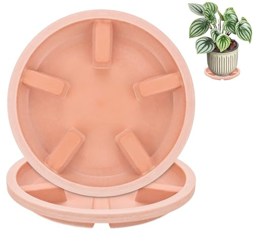 M METERXITY 2 PCS Sottovasi per Piante, 6 Pollici 15.2 Cm Diametro Esterno Anti Marciume Radicale Resina Sottovaso per Piante [4.7 Pollici Diametro Interno, Rosso Terracotta]
