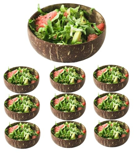 Licsaliwe Cuencos de de 300 ml, paquete de 10 cuencos de naturales biodegradables con base antideslizante para ensalada, yogur, fruta, regalos veganos y uso en la cocina