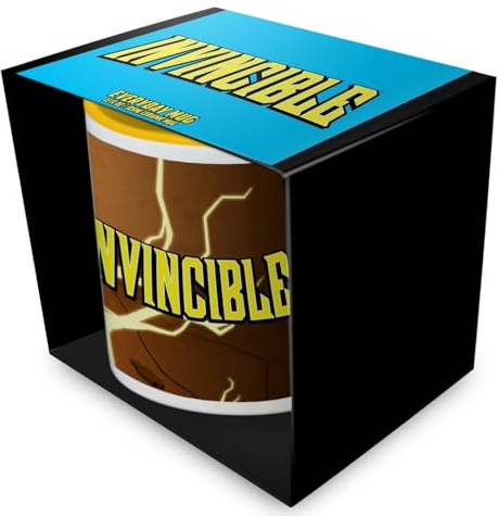 Invincible Mug, 315ml / 11oz Ceramic Cup, (Lightning) Yellow Coloured Inner, Officially Licensed Product, Superhero Drinkware for Comic Fans & Collectors