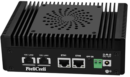 PeeliCeeli Firewall Appliance Mini PC 2x10 GbE RJ45, N150 (Upgraded N100), 2xM.2 NVMe, Dual i226V 2.5 Gbit LAN, Micro Computer Router OPNsense, Dual HD, Barebone NO RAM NO SSD