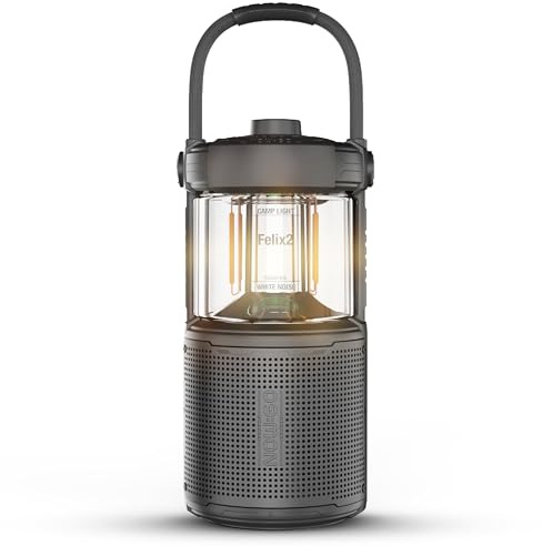 NOWGO Felix 2 Campinglampe LED mit Bluetooth Lautsprecher – Aufladbar, 360° Licht, 20W Sound, IPX7 Wasserdicht, 24h Akku, USB, Outdoor Musik, Camping Laterne Zelt