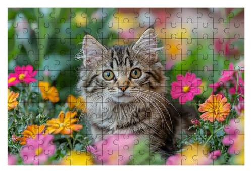 Puzzle 1000 Teile Blume, Katze Puzzle 1000 Teile Erwachsene, Puzzel für Die Ganze Familie, Klassische Puzzles Geschicklichkeitsspiel, Holzpuzzle für Geschenke für Frauen, Männer, Deko Wohnzimmer -1867