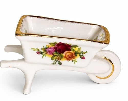 Miniatur Schubkarre – Blumenwagen – Royal Albert – Old Country Roses - Länge ca. 8 cm