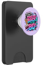 Divertido Boombox Retro estético Take Me Back to The 80's PopSockets PopWallet para MagSafe