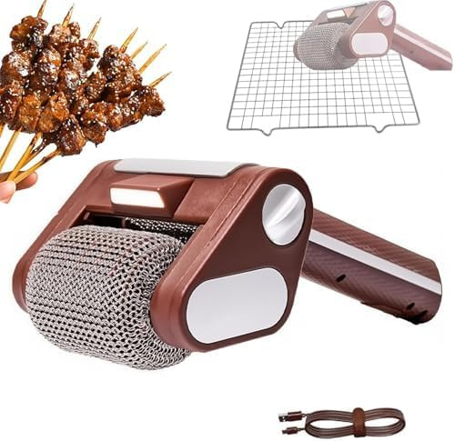 Generico Pulitore Elettrico Ricaricabile Senza Fili per Griglie, con Spazzola Rotante ad Alta velocità e Tamburo Rimovibile per Una Pulizia Facile delle Griglie del Barbecue.