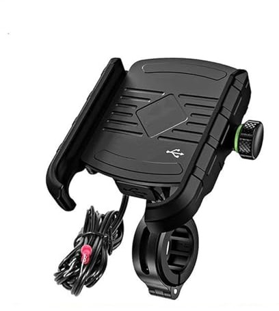 YUQUDGELKY Wasserdichter Motorrad Handyhalter QC3.0 USB-C Qi Wireless Ladestation Ständer Spiegel USB 360° Unterstützung