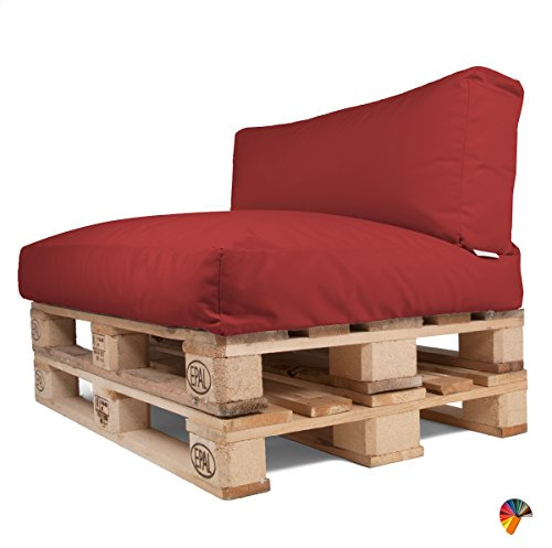 Arketicom Soft Set Doux Coussins pour Canapé Palette Dehoussable Jardin d'extérieur Hydrofuge 120x80 cm Rouge