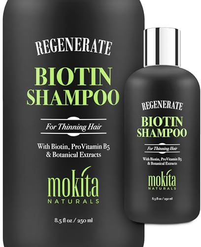 Mokita Naturals Hair Volumizing and Regrowth Shampoo for Thinning Hair, Sulfate-Free & Vegan-Friendly, 8.5 Ounces