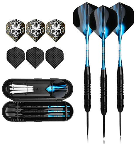 Jeu de flèches de fléchettes en acier, 3 pièces, Steeldarts de 23 grammes avec pointe en métal, corps en fer antiglisse noir Corps en aluminium FB6