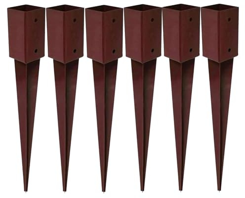 Garden Mile 6 Pack Heavy Duty Metal Fence Post spikes Rust resistant Metal Post Holders 75mm x 75mm Fence spikes Long Lasting Garden Fencing Support Brackets