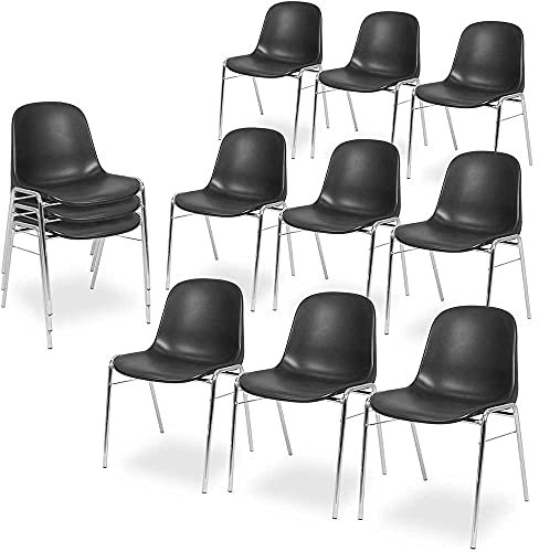 BRB 12 Kunststoffschalenstühle, schwarz, verchromtes Untergestell, BxTxH 495x520x770 mm
