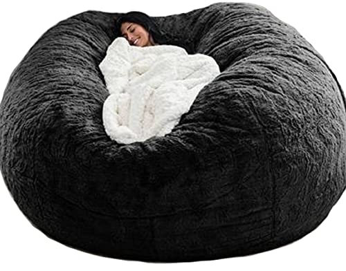 GXSDYYDS Housse moelleuse et douillette de pouf XXL pour adulte (sans rembourrage) - Lavable - 180 x 90 cm - Noir