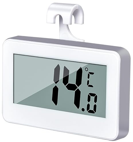 Jinpojun Termómetro Digital para Frigorífico Inalámbrico, Termómetro de Congelador Digital con Pantalla LCD para Cocina, Restaurantes, Tres Modos de Colocación
