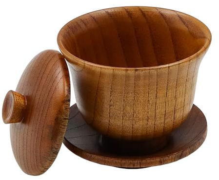 ZONADAH Chinese Tea Cup Wooden Tea Bowl Chinese Tea Set Kung Fu Tea Tumbler with Lids Coffee Mug Vintage Wine Mug for Drinking Tea Coffee Wine Beer