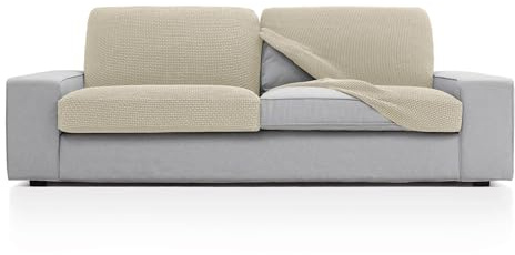FAVERTI® Funda Super Elástica de cojín de sofá con Medidas Entre 50-85 cm por 45-70 cm y 10-20 cm de Alto | Modelo NOVELE | Funda de Asiento o Respaldo de sillón o sofá Beige