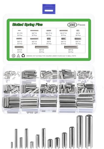 sourcing map 390Pcs Roll Pin Assortment Set 304 Stainless Steel Slotted Spring Pins Split Expansion Pins for Home Improvement Automotive Machine Repair, Silver