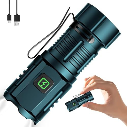 POCKETMAN 3 LED Mini Taschenlampe Extrem Hell,7 Lichtmodi kleine Torch mit Magnete,3* Starke Lampenperlen，IPX6 Wasserdicht,USB Aufladbar,mit Stift Clip Handlampe,Outdoor,Notfälle (Blaue Farbe)