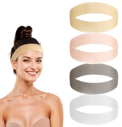 Elastic Wig Grip Band, 4 Pieces Multicolor Non-slip Silicone Wig Grip Headbands Adjustable Thinner Seamless Wig Gripper Fix Headband for Women Men Keeping Wigs and Scarf