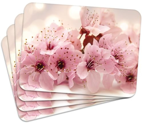 MG Design Set aus 4 Kork-Platzsets – Flower 1 – 30 x 40 cm – hitzebeständig & abwischbar, mit Korkrückseite