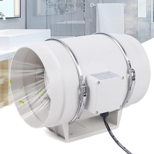 Rohrventilator, 150/200/220 mm Abluftventilato, 220V 220/540/900m³/h Kanal Rohrventilator, Inline Abluftventilator für Wintergarten, Gewächshaus, Keller, Garage, Küche, Badezimmer (200mm 130 W)