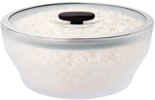 Anyday 12-Cup Glass Microwave Rice Cooker with Lid (Black Sesame)