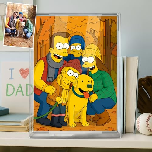 Drawelry Personalisierte Foto Name Acrylschild Ornamente mit 3D Cartoon Bild Acrylplatte Acryl Schild Plakette Acrylblock Tisch Dekoration Geschenke für Familie Freunde Haustiere Team (C4)
