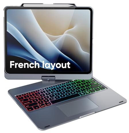 doqo Coque Clavier iPad Air 13 & iPad Pro 13/12.9 avec Trackpad,Rotation | Frappe Style Ordinateur Portable, Rotation 360°,Clavier Rétroéclairé,pour iPad Air 13 M4/M3/M2,Pro 13 M5/M4 & Pro 12,9 3e-6e
