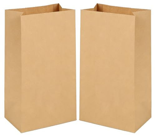 Gaoyong 200 Stück Kleine Papiertüten 12x7x21.5cm Tüten Klein DIY aus Papier Kraftpapiertüten Brötchentüten für Festliche Papiertüten für Hochzeit, Geburtstag, religiöse Candybar (verdicken70gsm)