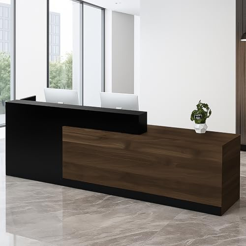 CCUKTFN Bancone Reception Moderno con Spazio di Archiviazione, Scrivania Reception da 100–240 cm con Cassetto e Ripiani, Ideale per Uffici, Saloni, Hall e Negozi